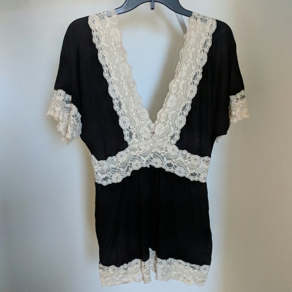 Black and white lace top